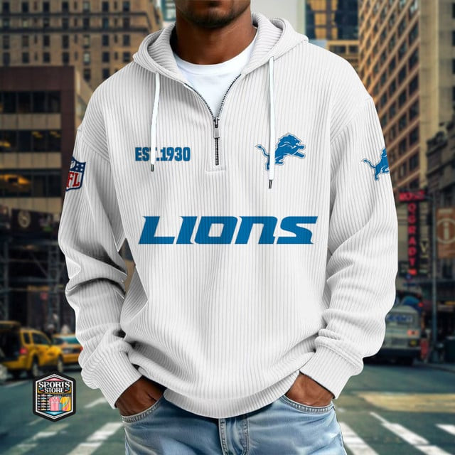 Detroit Lions Ribbed Texture Zipper Long Sleeve Hoodie PBO14GP