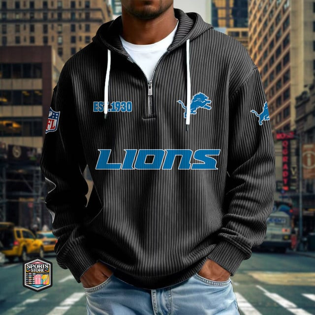 Detroit Lions Ribbed Texture Zipper Long Sleeve Hoodie PBO14GP