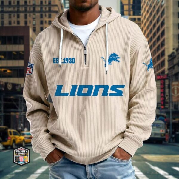 Detroit Lions Ribbed Texture Zipper Long Sleeve Hoodie PBO14GP
