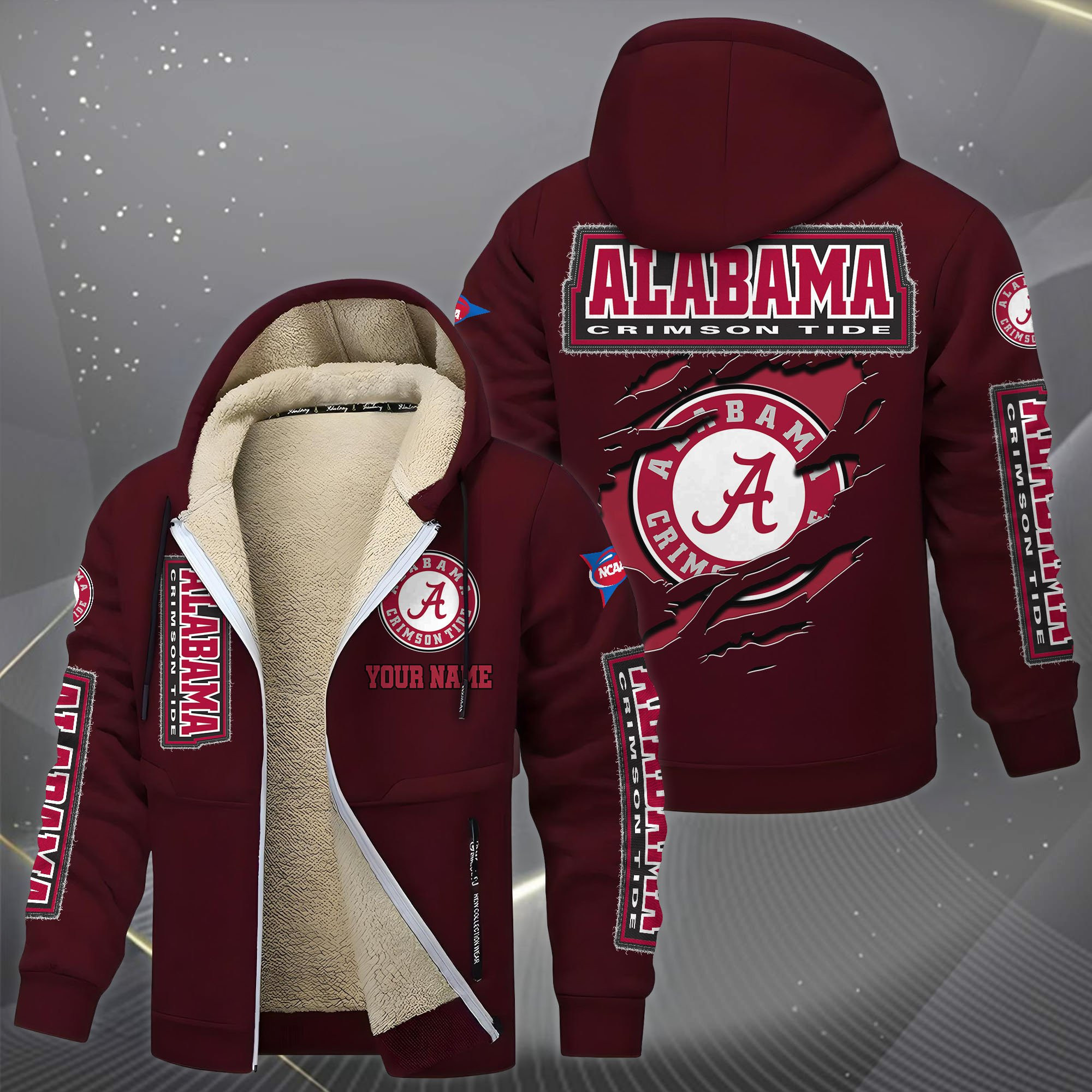 Alabama Crimson Tide Hoodies Zip Velvet Coat ANZ22X