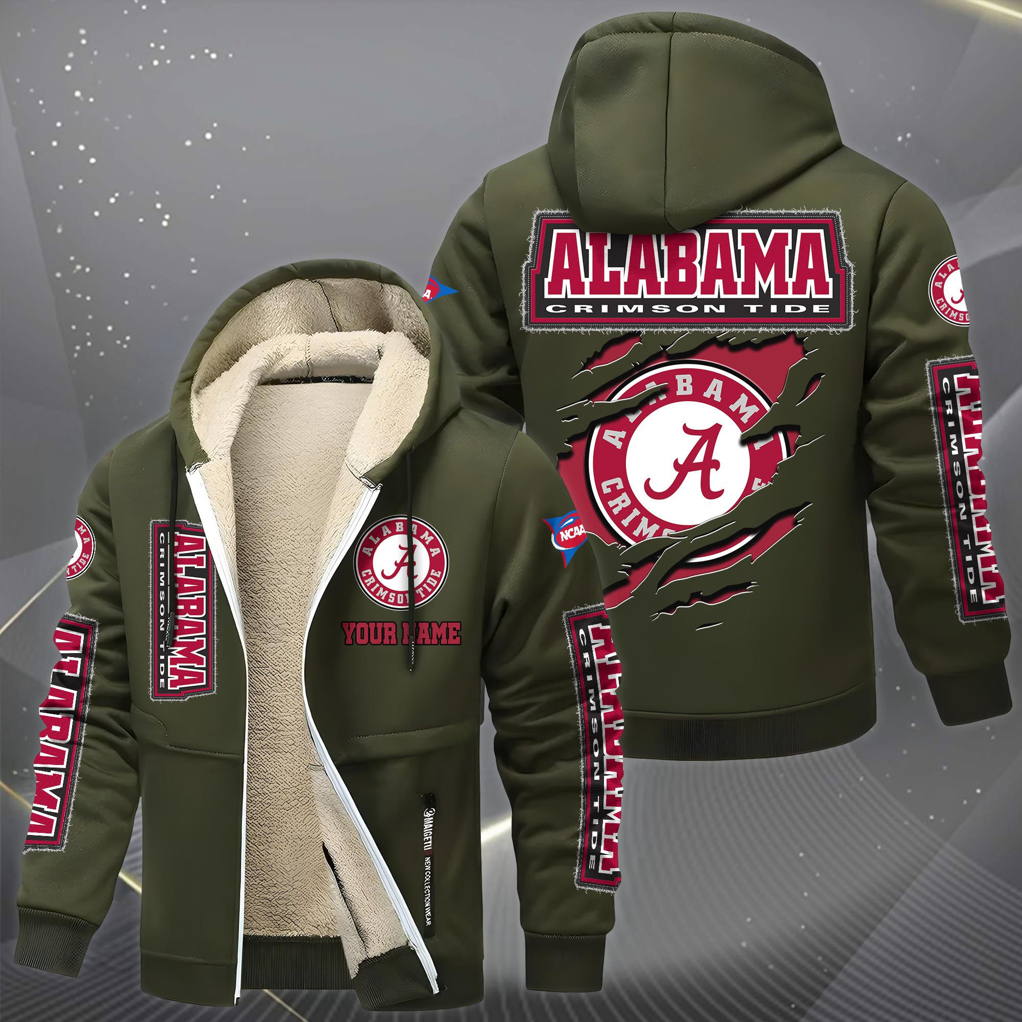 Alabama Crimson Tide Hoodies Zip Velvet Coat PBZ7NVF