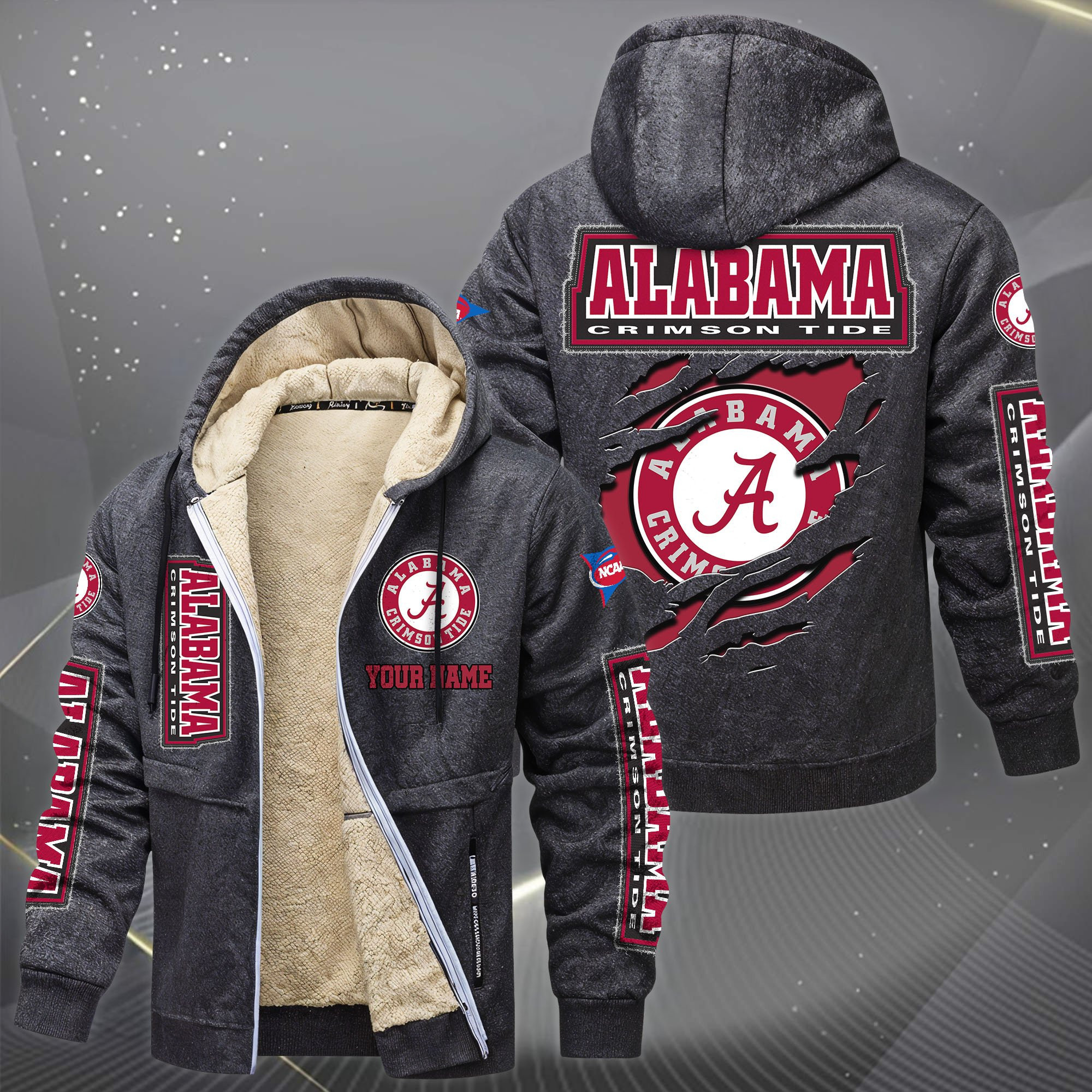 Alabama Crimson Tide Hoodies Zip Velvet Coat PBZ7NVF