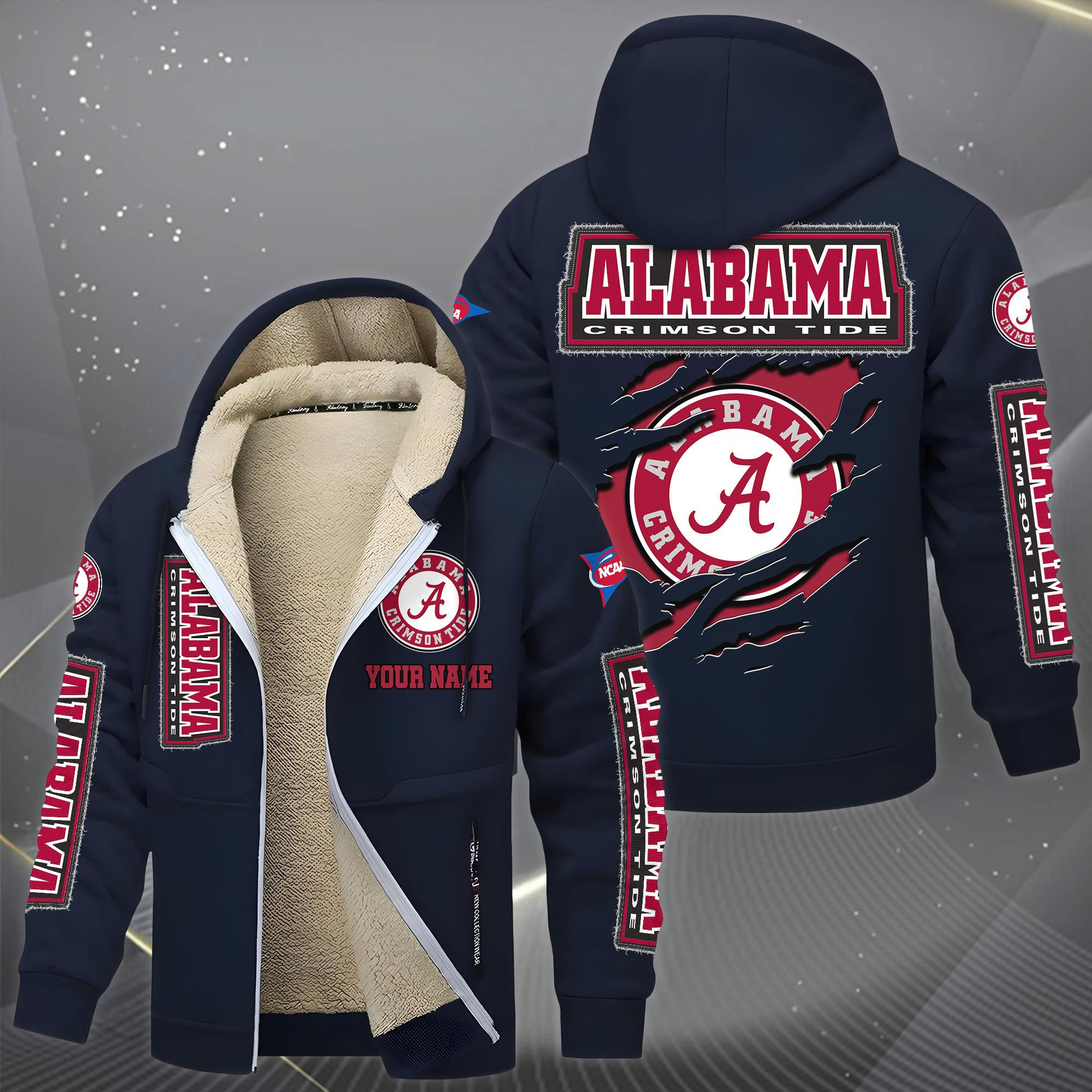 Alabama Crimson Tide Hoodies Zip Velvet Coat PBZ7NVF