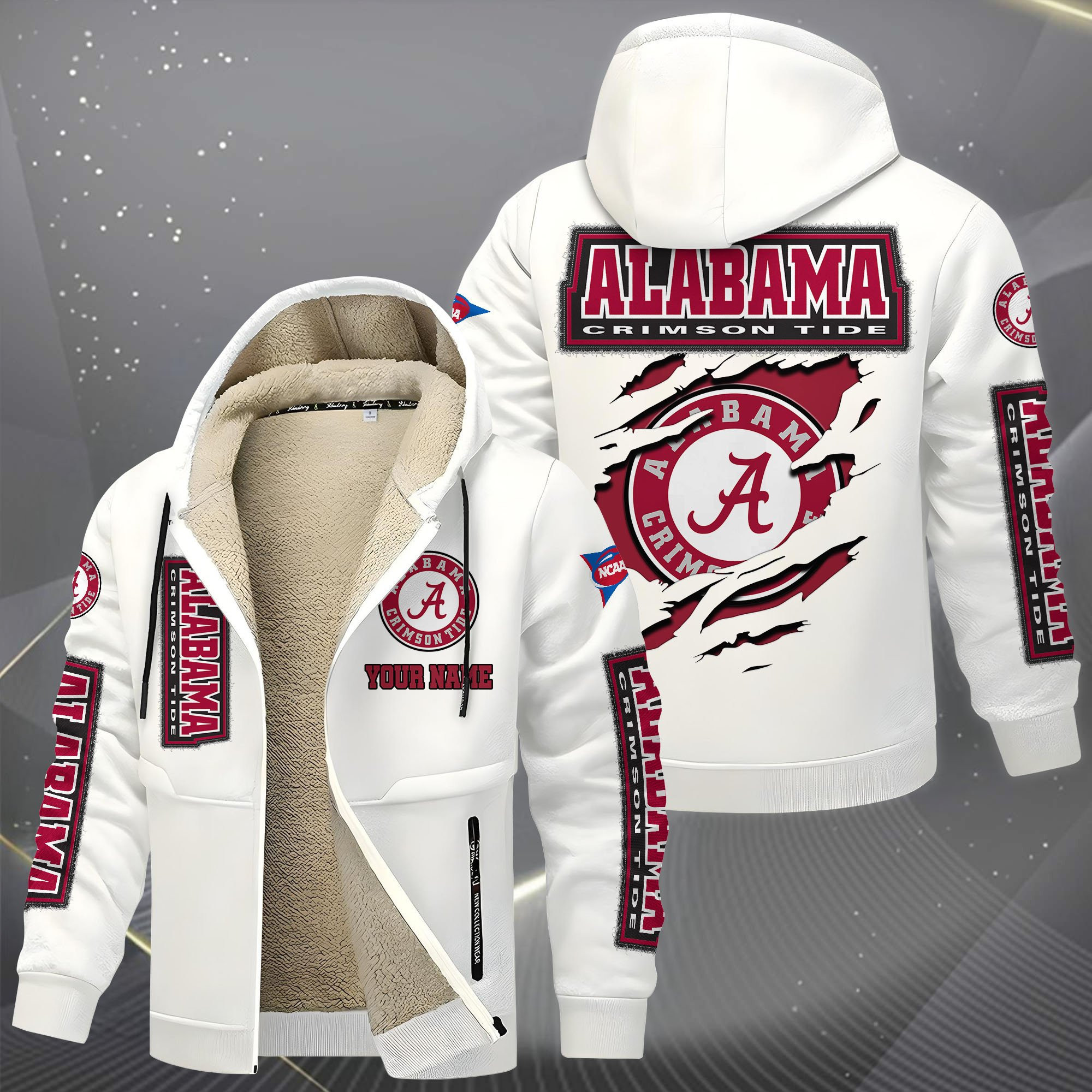 Alabama Crimson Tide Hoodies Zip Velvet Coat PBZ7NVF