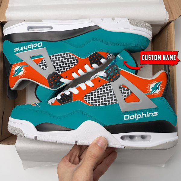 Miami Dolphins Personalized AJ4 Sneaker PBERIF1
