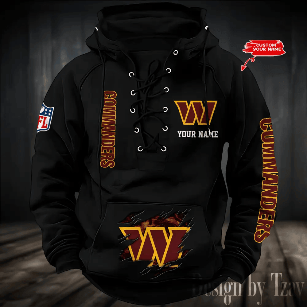 SPTS9HLUH128-Washington Commanders Men's Hooded Lace-up Hoodie