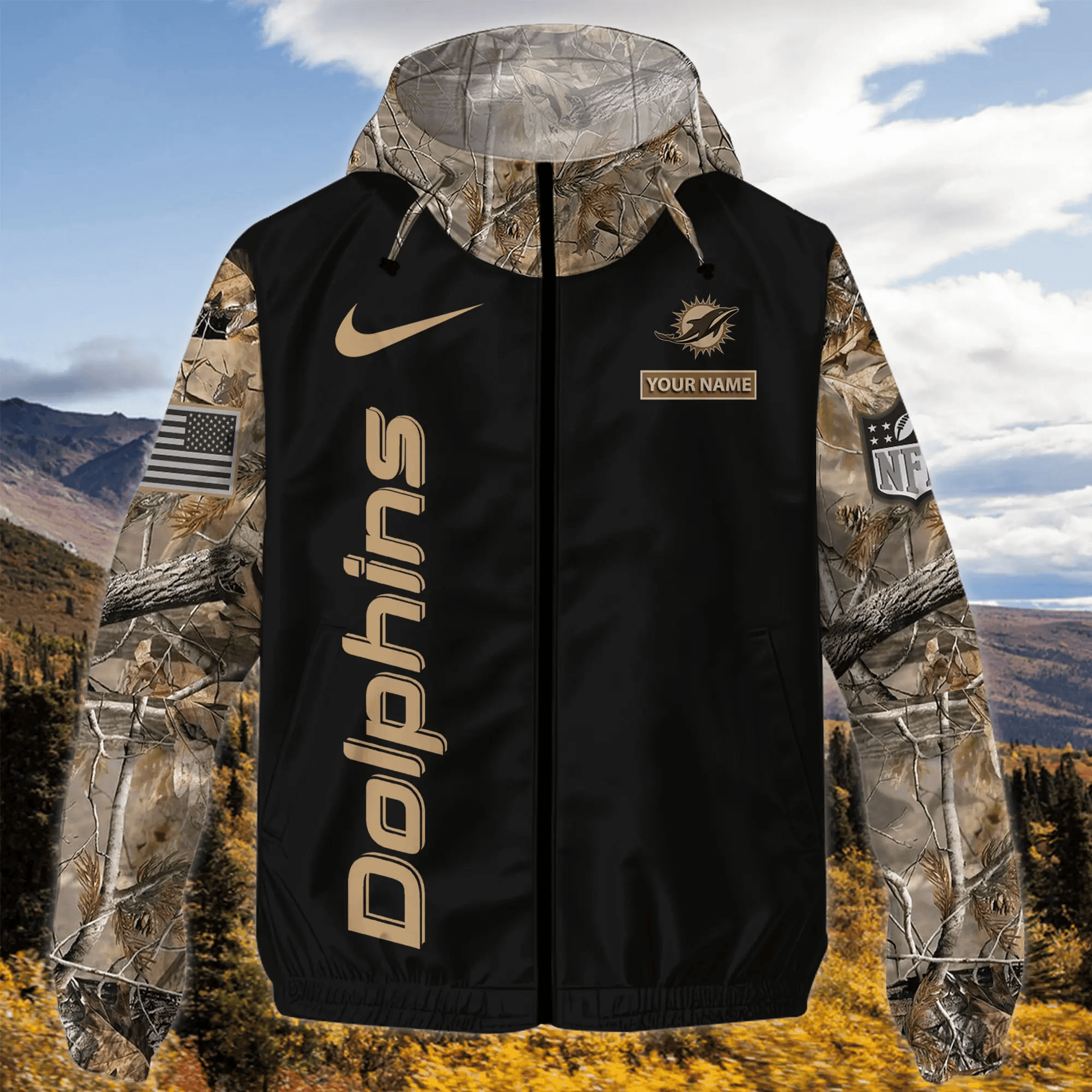 Miami Dolphins Custom Windbreaker Outdoor Jacket Sport Fan Gift PBO5LRK