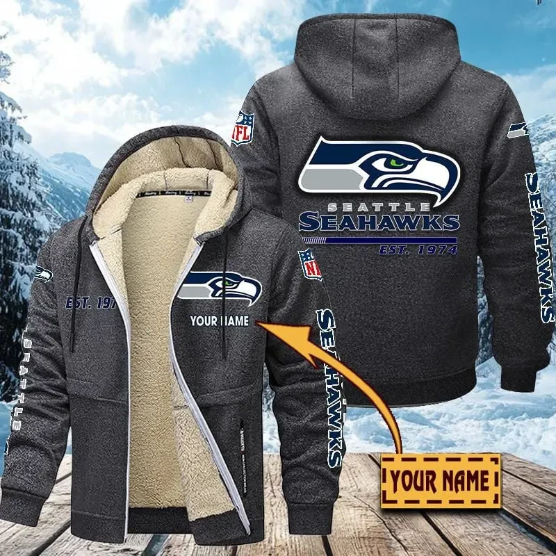 Seattle Seahawks Zip Up Fur Coat PBKK92Q