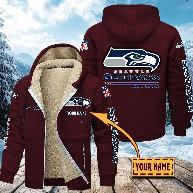 Seattle Seahawks Zip Up Fur Coat PBKK92Q