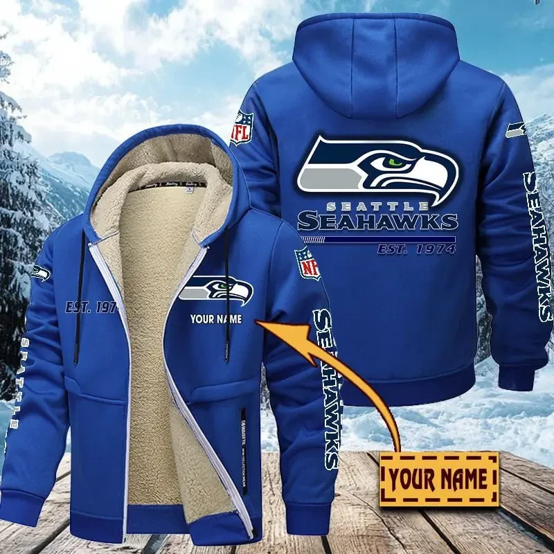 Seattle Seahawks Zip Up Fur Coat PBKK92Q