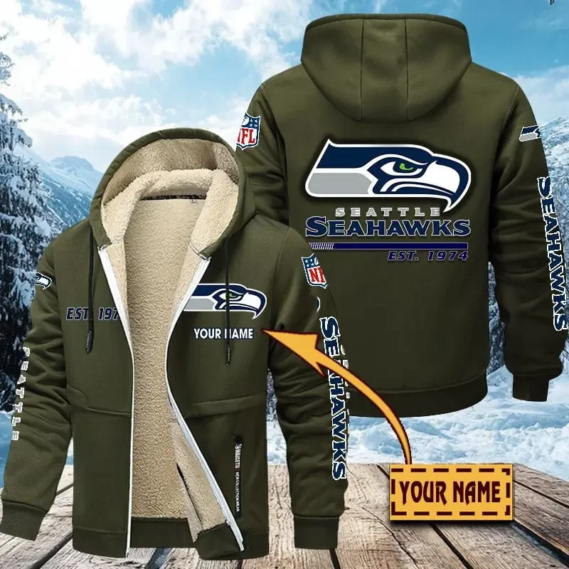 Seattle Seahawks Zip Up Fur Coat PBKK92Q