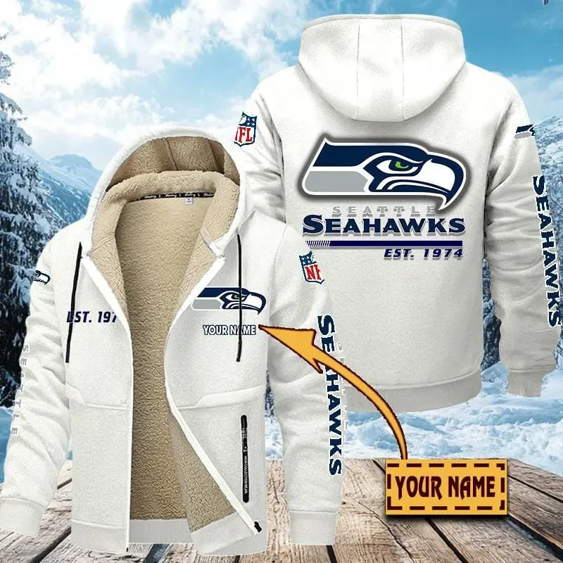 Seattle Seahawks Zip Up Fur Coat PBKK92Q