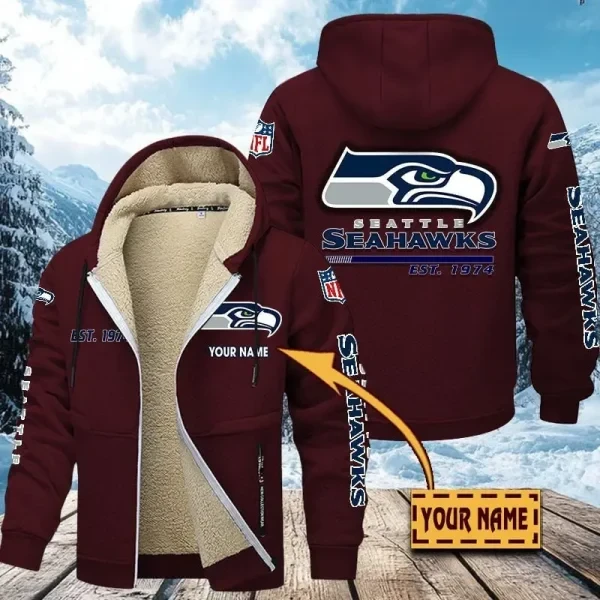 Seattle Seahawks Zip Up Fur Coat PBKK92Q