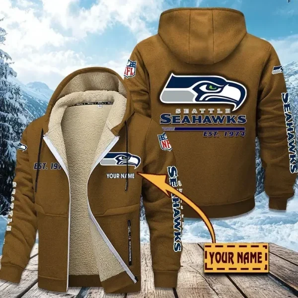 Seattle Seahawks Zip Up Fur Coat PBKK92Q