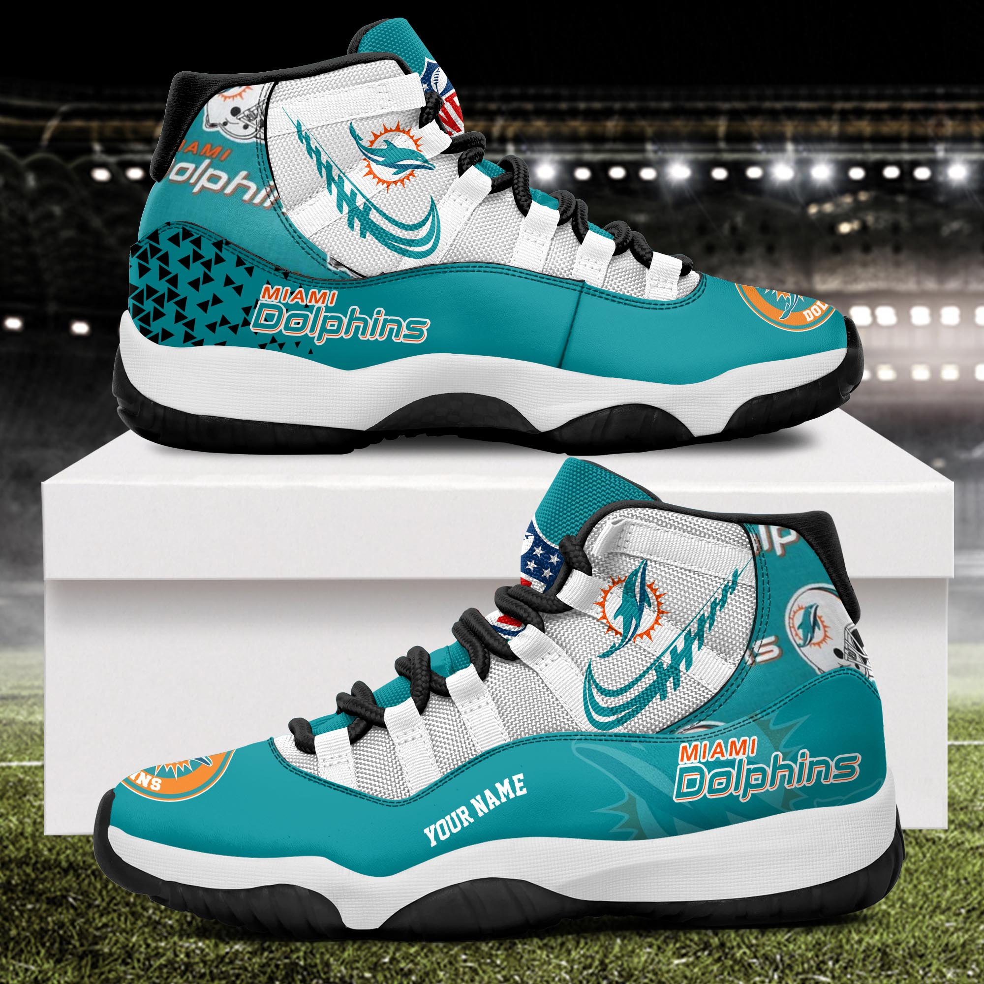 Miami Dolphins Air Jordan 11 Shoes JD08