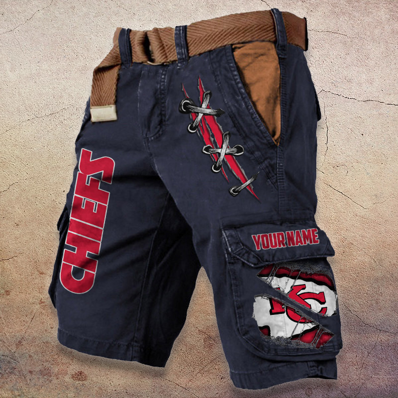 Kansas City Chiefs Pocket Print Cargo Shorts (Belt Not Included) PBV6SUS