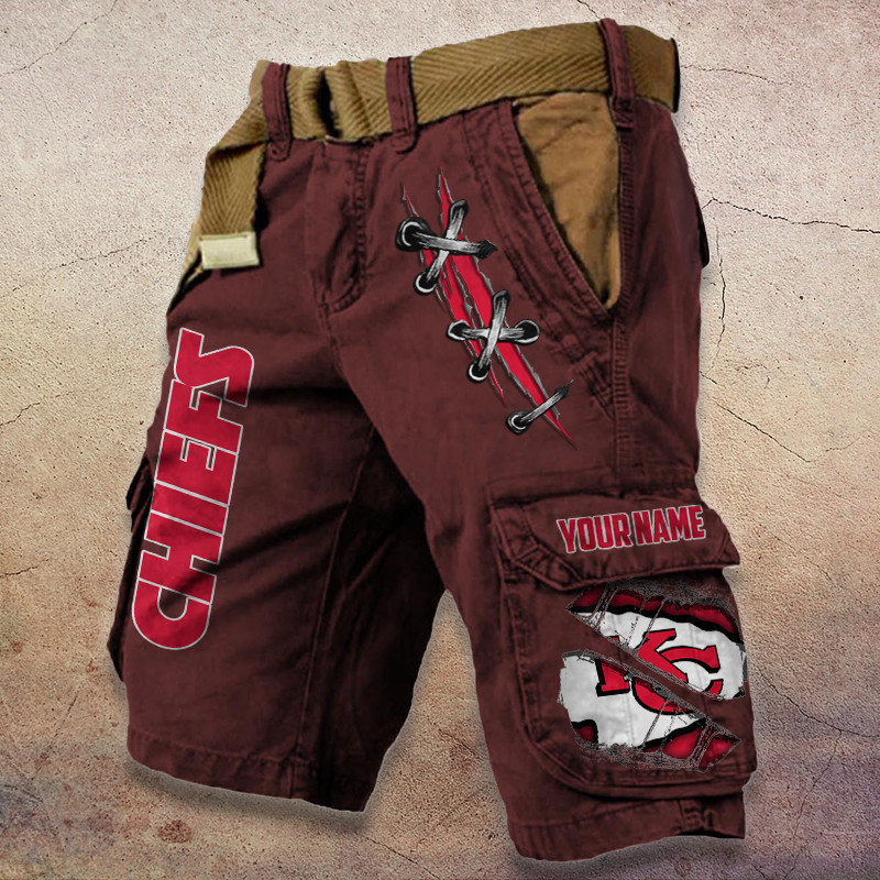 Kansas City Chiefs Pocket Print Cargo Shorts (Belt Not Included) PBV6SUS
