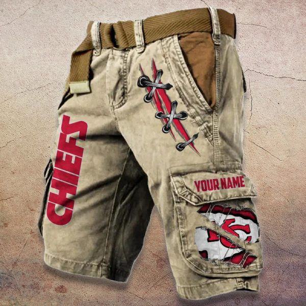 Kansas City Chiefs Pocket Print Cargo Shorts (Belt Not Included) PBV6SUS