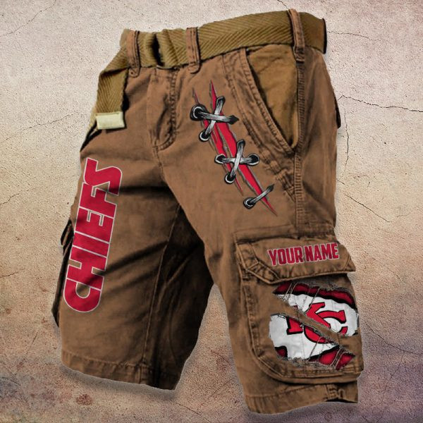 Kansas City Chiefs Pocket Print Cargo Shorts (Belt Not Included) PBV6SUS