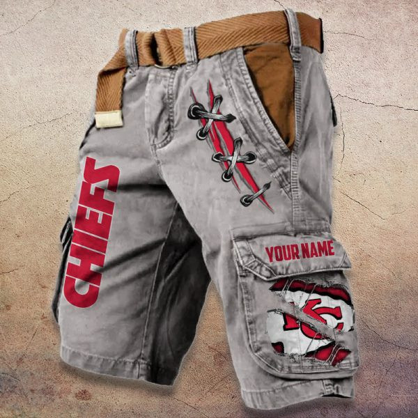 Kansas City Chiefs Pocket Print Cargo Shorts (Belt Not Included) PBV6SUS