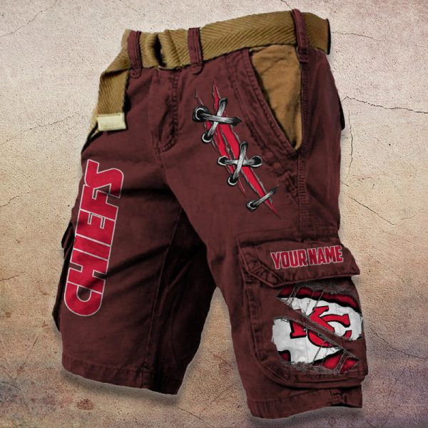 Kansas City Chiefs Pocket Print Cargo Shorts (Belt Not Included) PBV6SUS