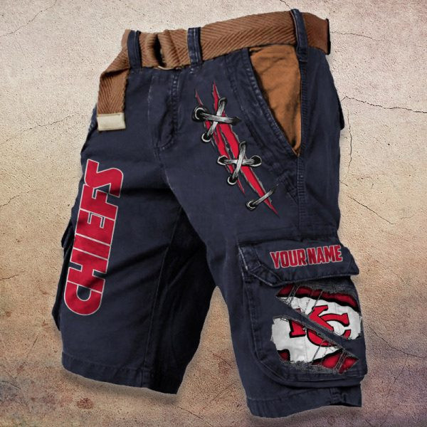 Kansas City Chiefs Pocket Print Cargo Shorts (Belt Not Included) PBV6SUS