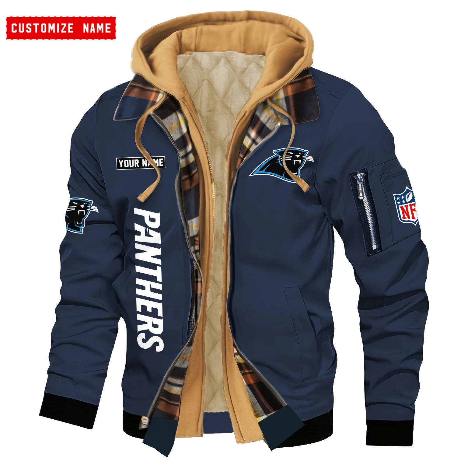 Carolina Panthers Jacket Casual Fake Two Piece Design PBN08A8
