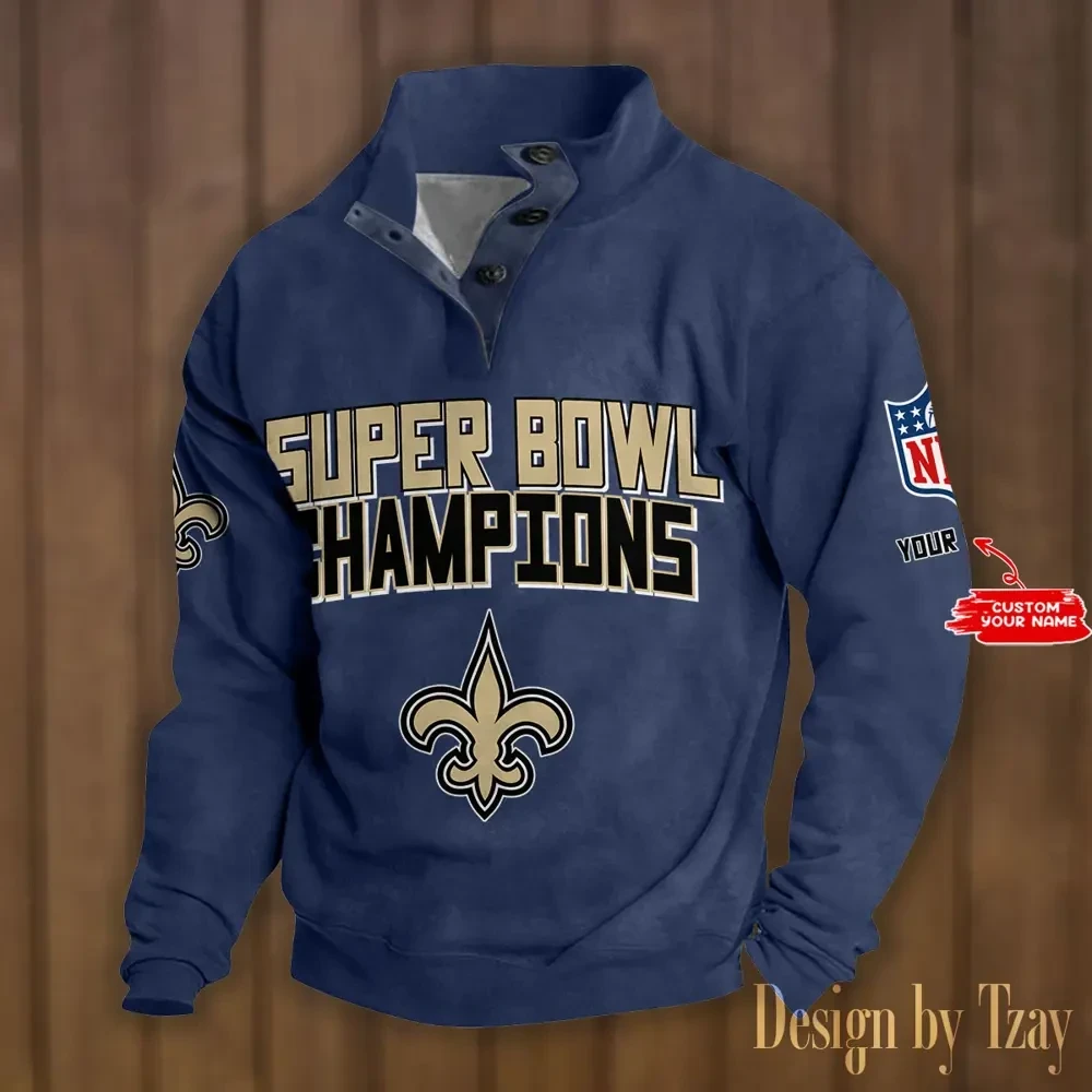 SPTS9DBSCH307 New Orleans Saints Double Breasted Stand Collar Hoodies DV8