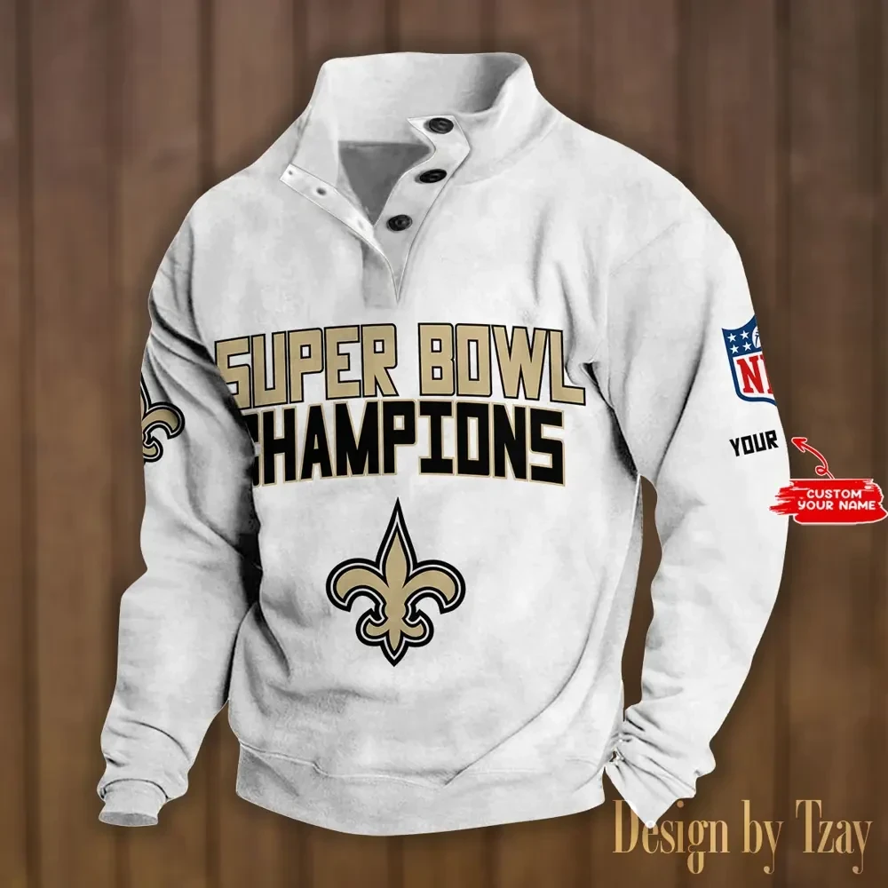 New Orleans Saints Double Breasted Stand Collar Hoodies DV8 PBQG0BI