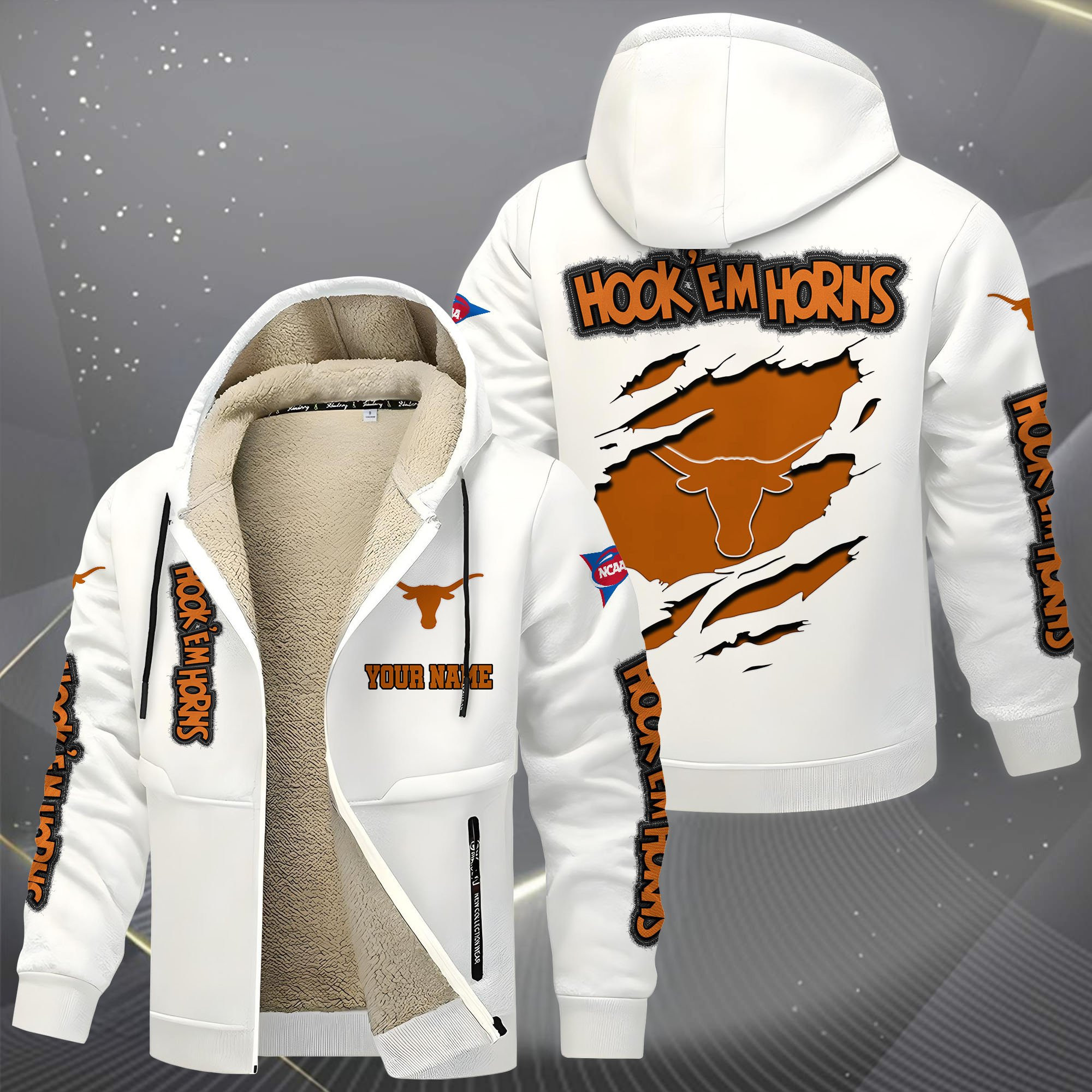 Texas Longhorns Hoodie Zip Velvet Coat PBTLOZ8