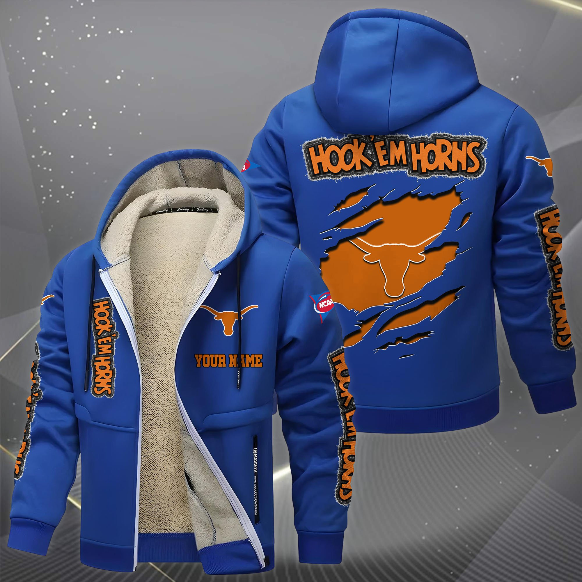Texas Longhorns Hoodie Zip Velvet Coat PBTLOZ8