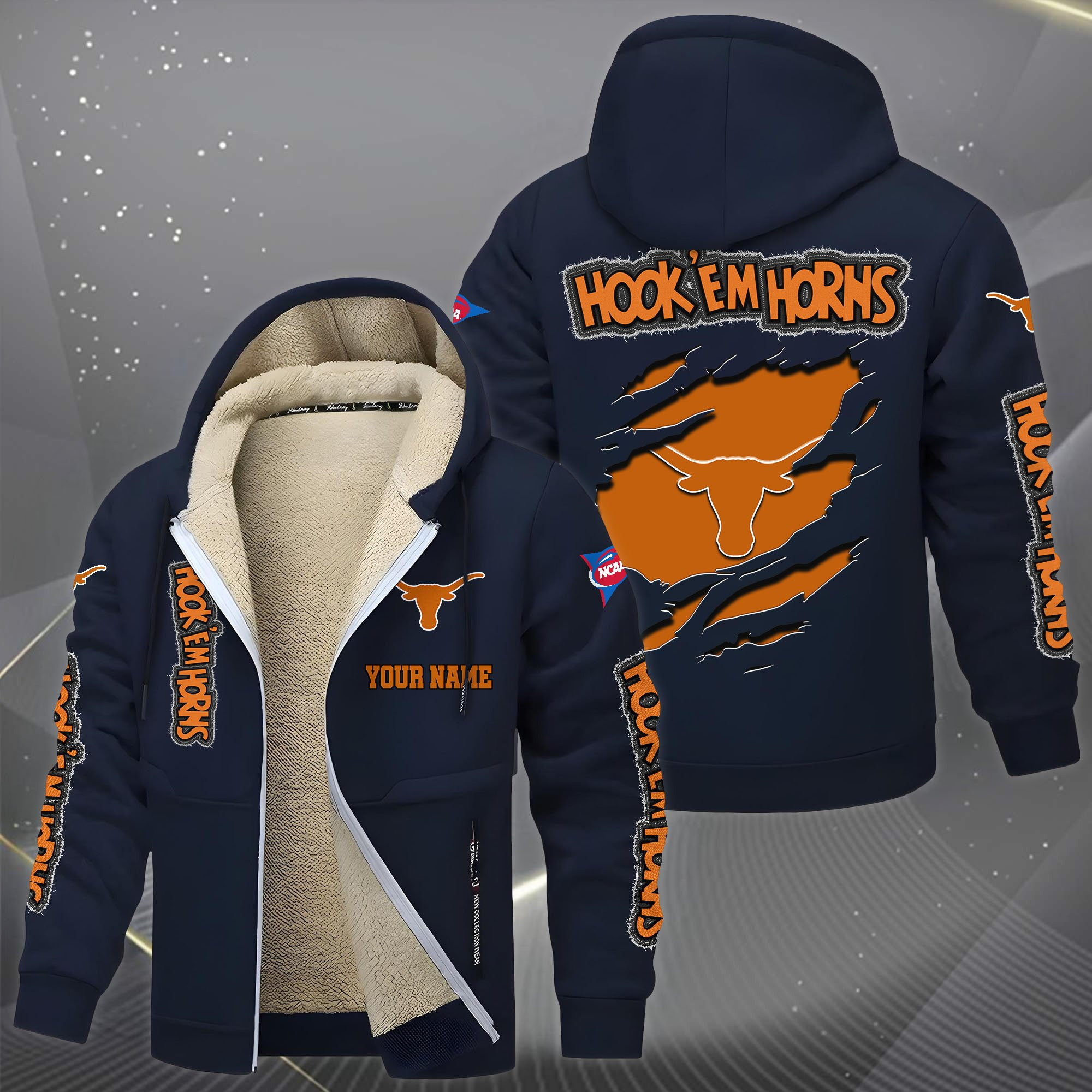 Texas Longhorns Hoodie Zip Velvet Coat PBTLOZ8