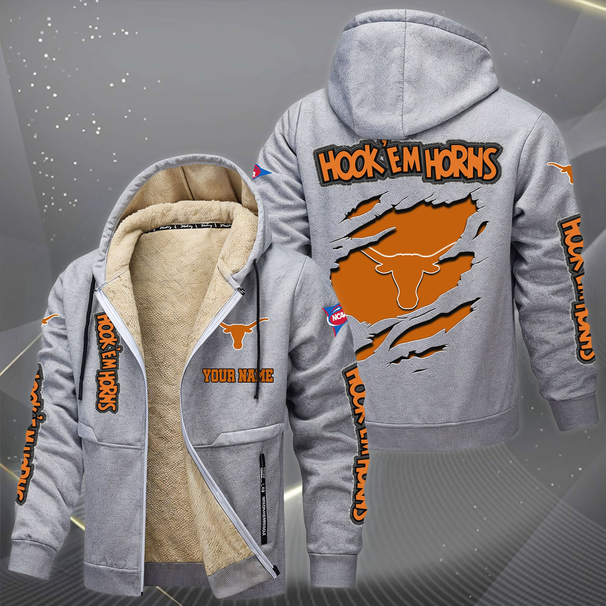 Texas Longhorns Hoodie Zip Velvet Coat PBTLOZ8