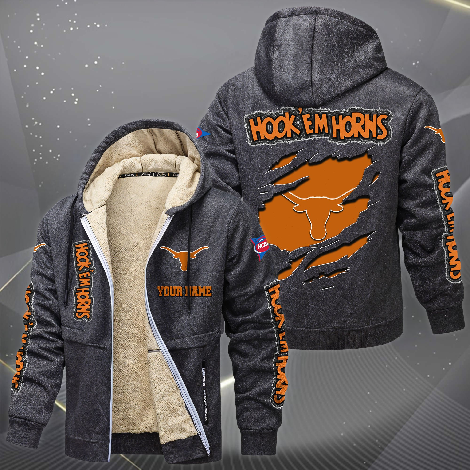 Texas Longhorns Hoodie Zip Velvet Coat PBTLOZ8