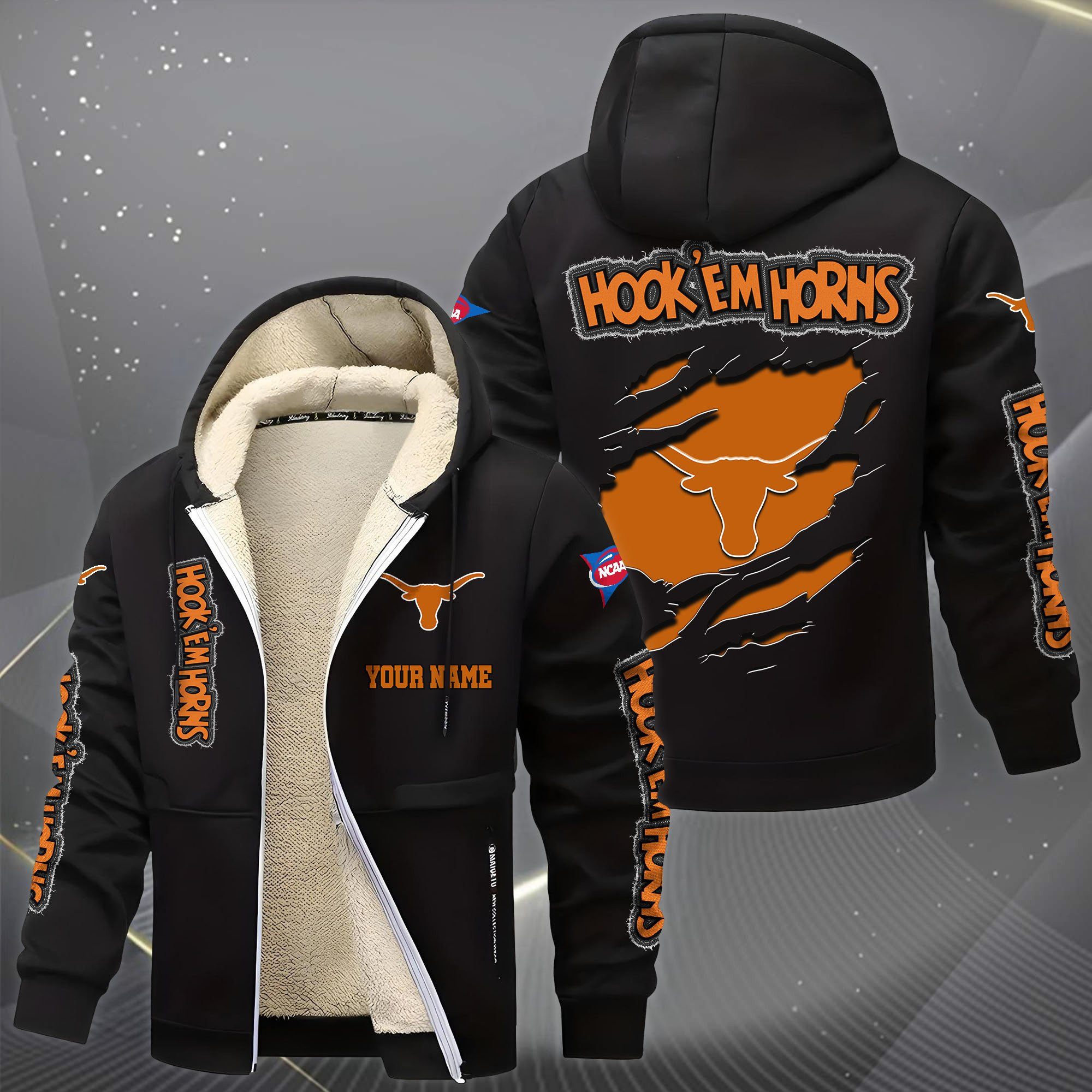 Texas Longhorns Hoodie Zip Velvet Coat PBTLOZ8