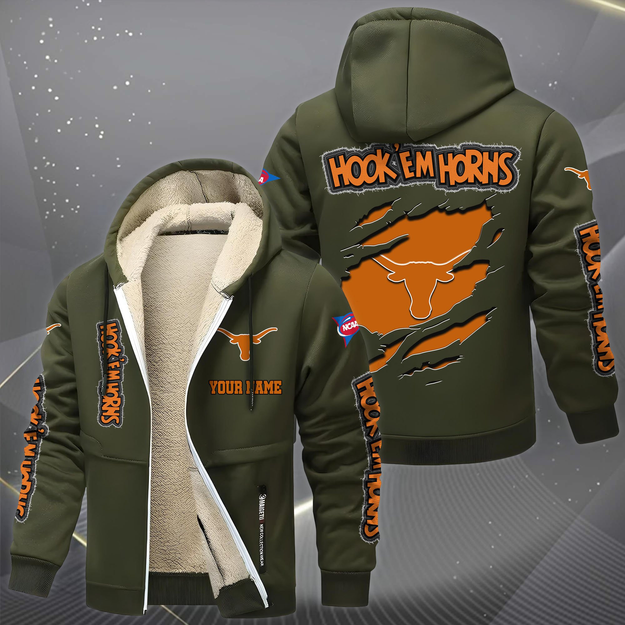 Texas Longhorns Hoodie Zip Velvet Coat PBTLOZ8