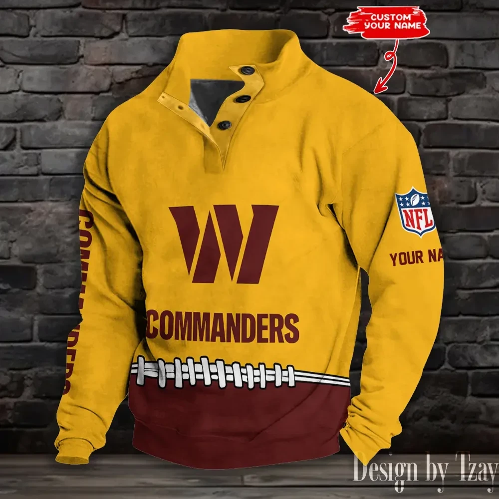 Washington Commanders Casual Long Sleeve Button Up Sweatshirt S9DBSCH2348