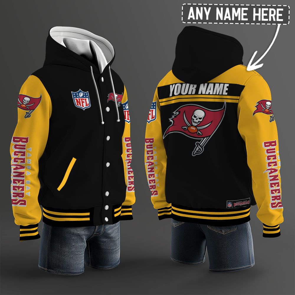 Tampa Bay Buccaneers NFL Hooded Letterman Jacket Custom Name PB9YS87