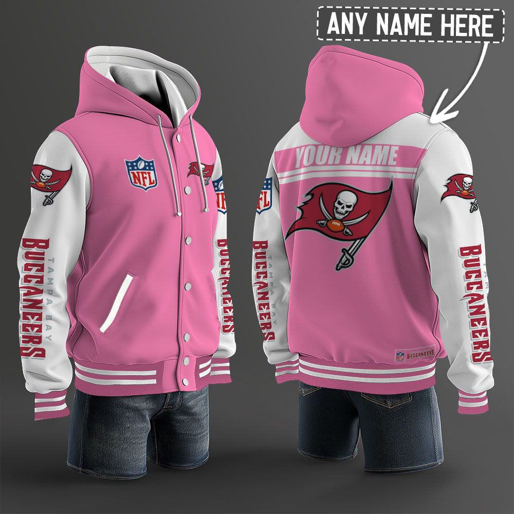 Tampa Bay Buccaneers NFL Hooded Letterman Jacket Custom Name PB9YS87