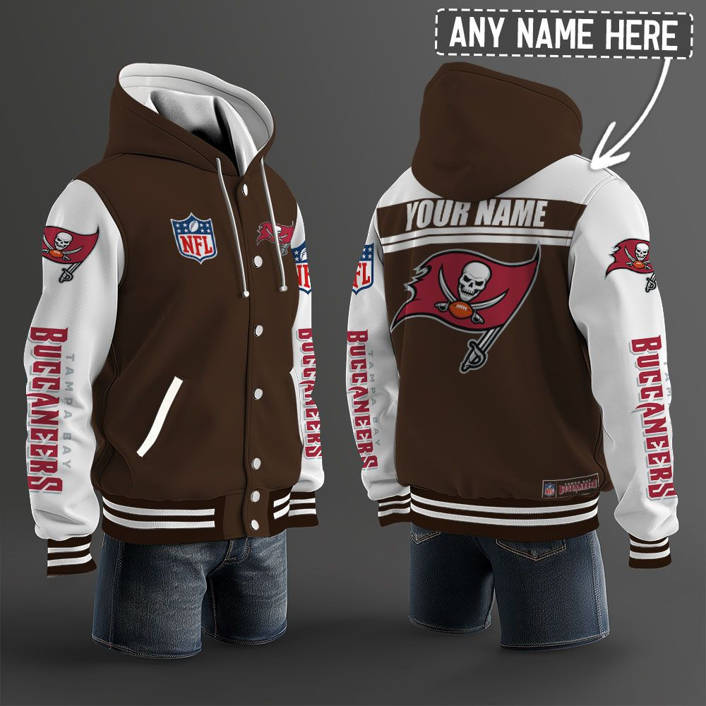 Tampa Bay Buccaneers NFL Hooded Letterman Jacket Custom Name PB9YS87