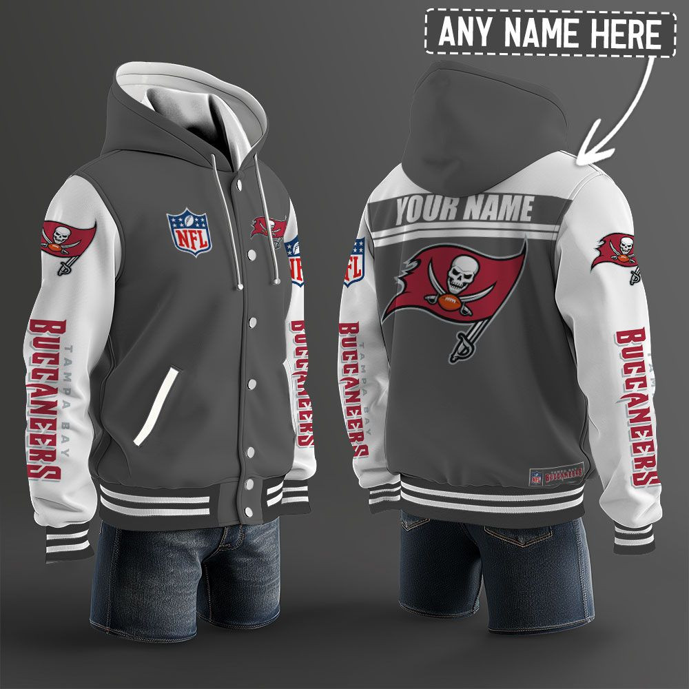 Tampa Bay Buccaneers NFL Hooded Letterman Jacket Custom Name PB9YS87