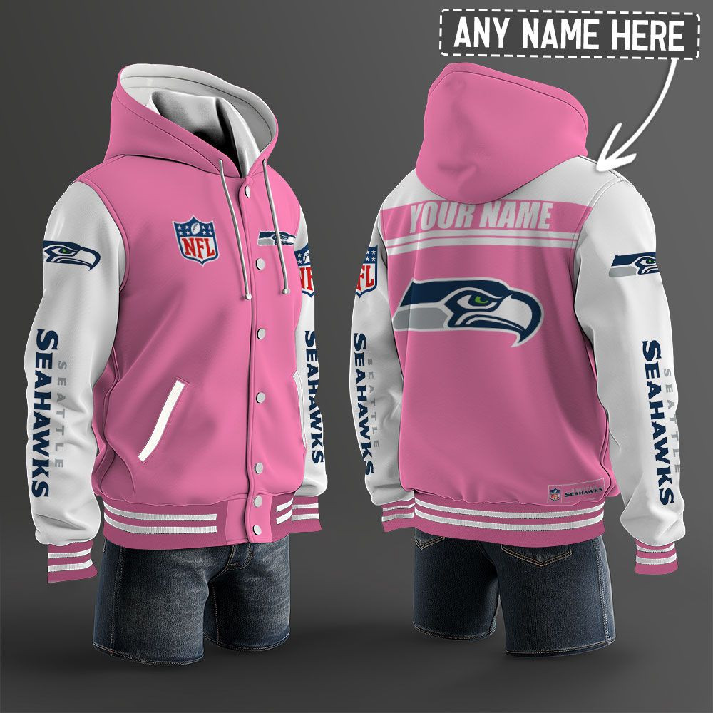 Seattle Seahawks NFL Hooded Letterman Jacket Custom Name PBEOM12