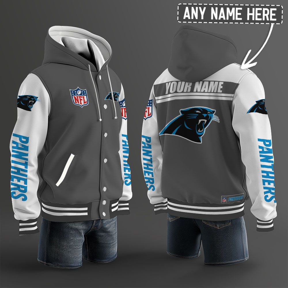Carolina Panthers NFL Hooded Letterman Jacket Custom Name PBK67CJ
