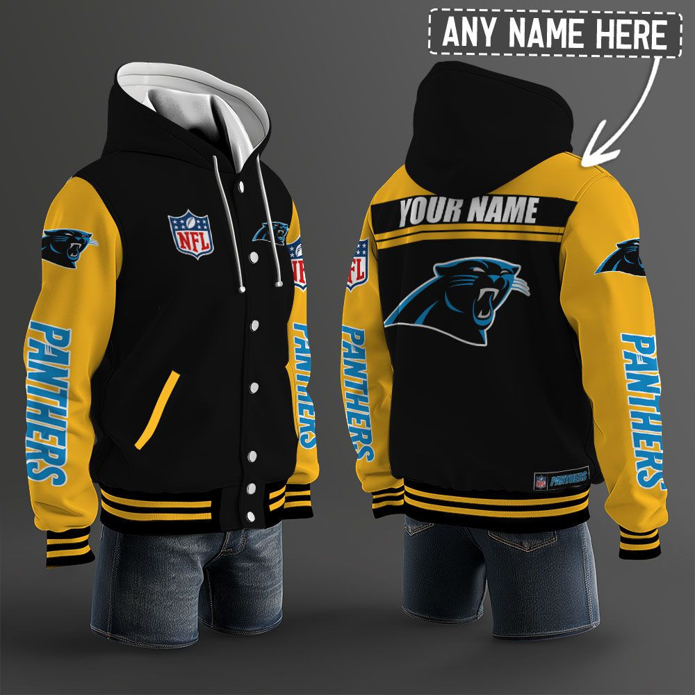 Carolina Panthers NFL Hooded Letterman Jacket Custom Name PBK67CJ