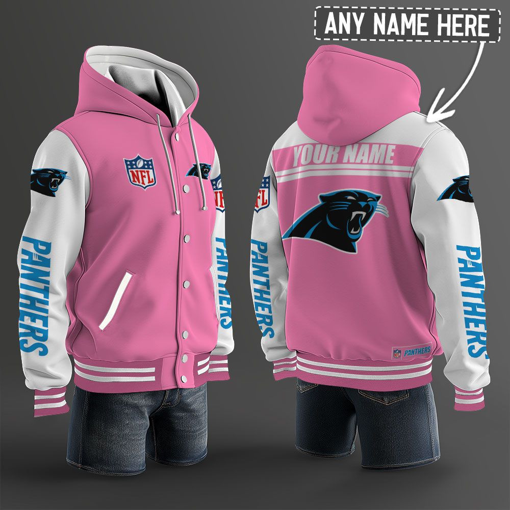 Carolina Panthers NFL Hooded Letterman Jacket Custom Name PBK67CJ