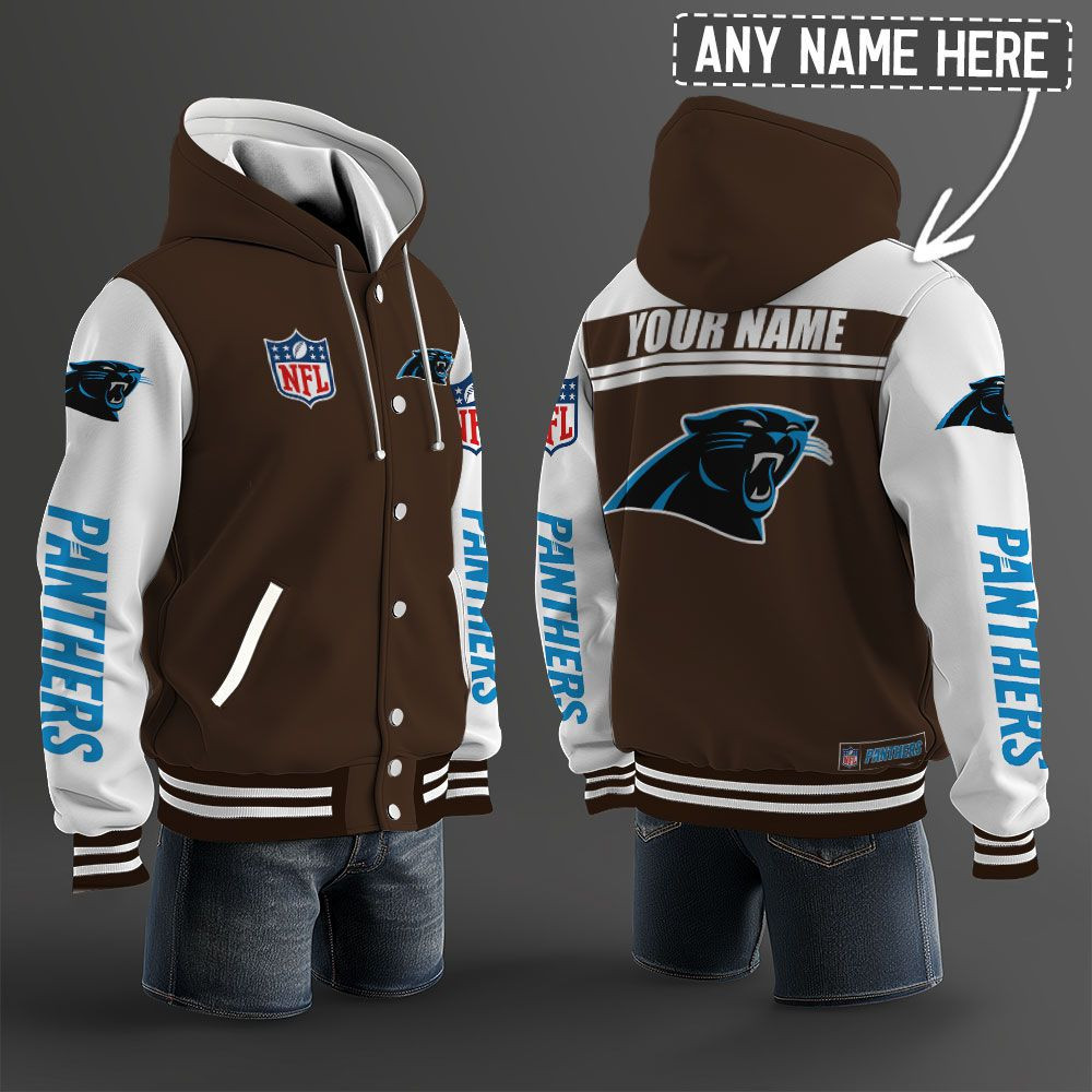 Carolina Panthers NFL Hooded Letterman Jacket Custom Name PBK67CJ