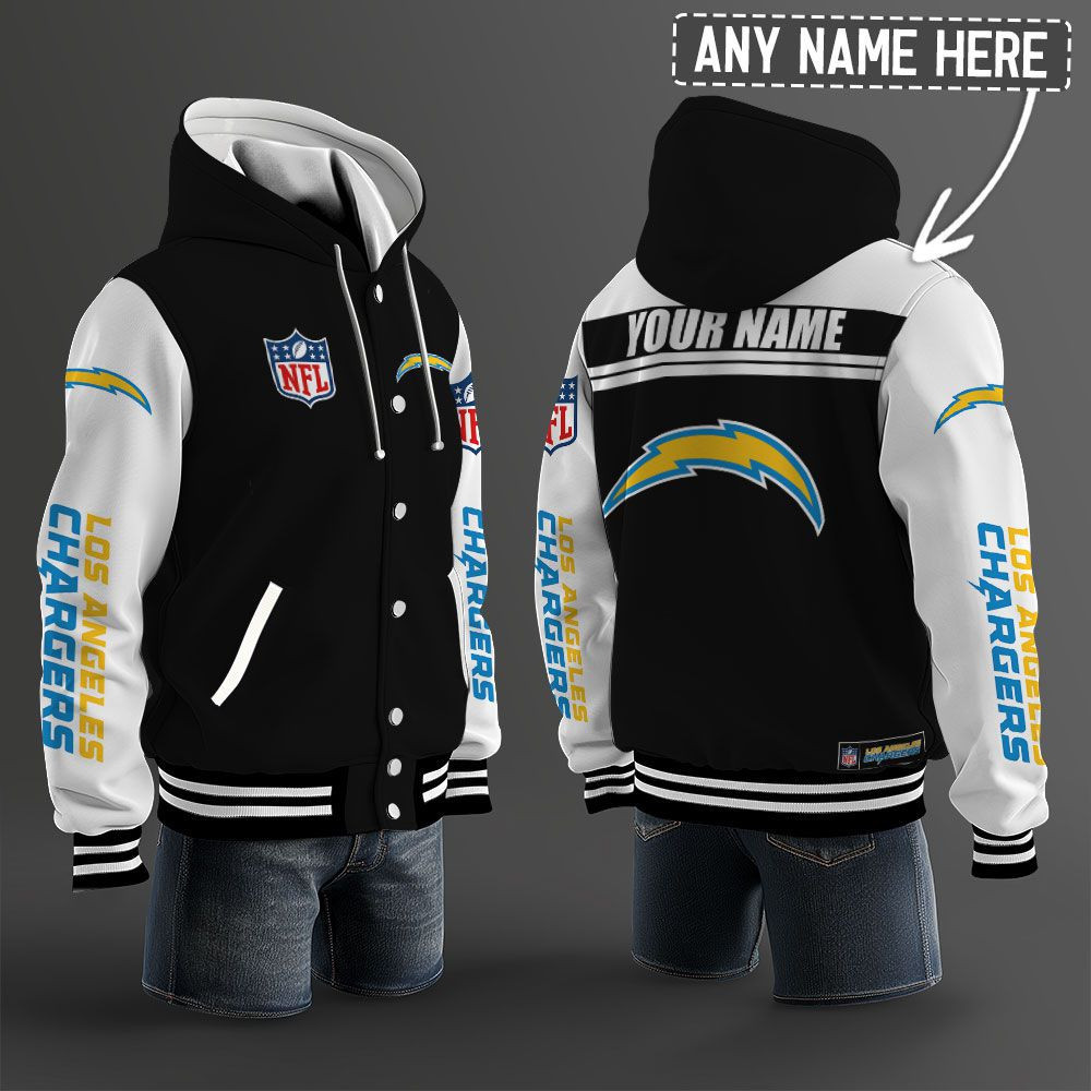 Los Angeles Chargers NFL Hooded Letterman Jacket Custom Name PB2XG9M