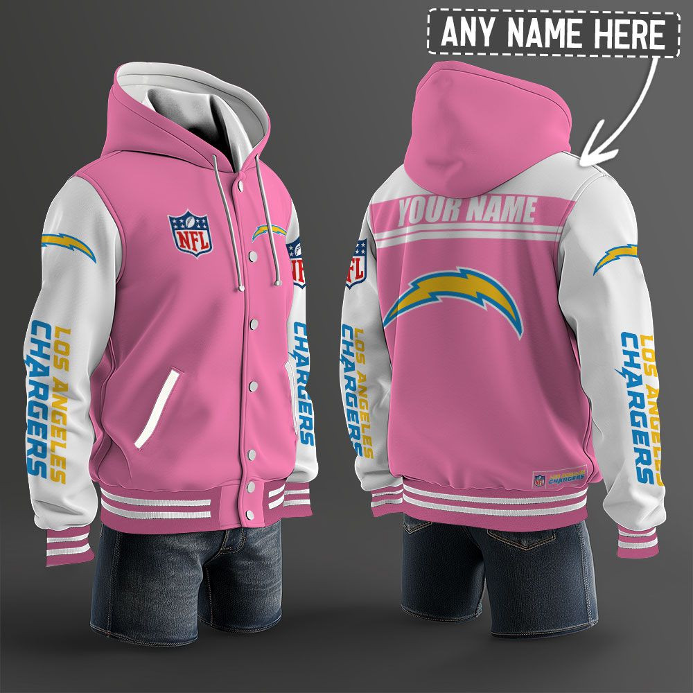 Los Angeles Chargers NFL Hooded Letterman Jacket Custom Name PB2XG9M