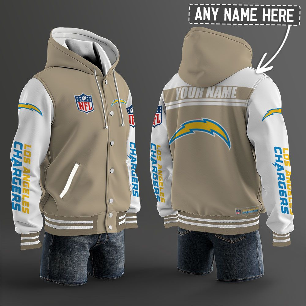 Los Angeles Chargers NFL Hooded Letterman Jacket Custom Name PB2XG9M