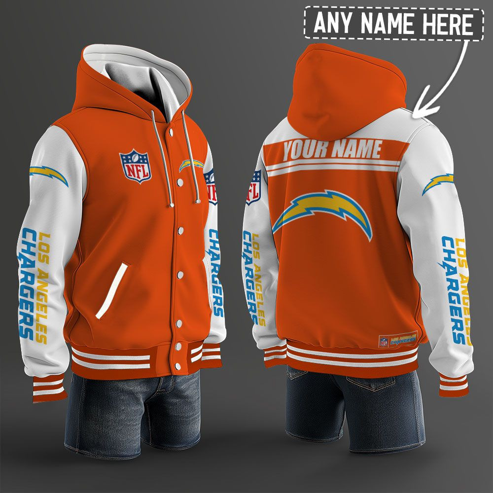 Los Angeles Chargers NFL Hooded Letterman Jacket Custom Name PB2XG9M
